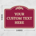 Custom Decorative Sign, Personalized Metal Sign for Driveway, Home, Airbnb, Door Plaque, Burgundy Background Sign, 18x24 Inches, ACM, Fade Resistant, Made in USA by Sigo Signs