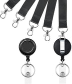 YOUOWO 5 Pack Black Lanyards with Vertical ID Badges Holder and Retractable Badge Reels,Neck Lanyard for Keys Card Holder