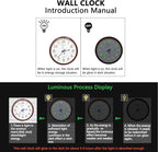 Oxmidud Glow in The Dark 3D Numerals Wall Clock，12 Inch Retro Silent Non-Ticking Battery Operated Easy to Read Vintage Analog Clocks for Living Room Kitchen Office Bedroom Decor