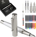 GC QUILL Fancy Fountain Pen Set – Fine and Medium Nibs, 18 Ink Cartridges, Ink Converter, Syringe Filler, Luxury Pen Gift for Men Women, Nice Pen for Writing Journaling – MU-14