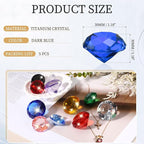 PATIKIL 5 Pcs Diamond Crystal Paperweight, 30mm / 1.18 Inch Crystal Paperweight Paper Weight for Home Office Desktop Table Decor Wedding Party Jewelry Ornaments, Dark Blue