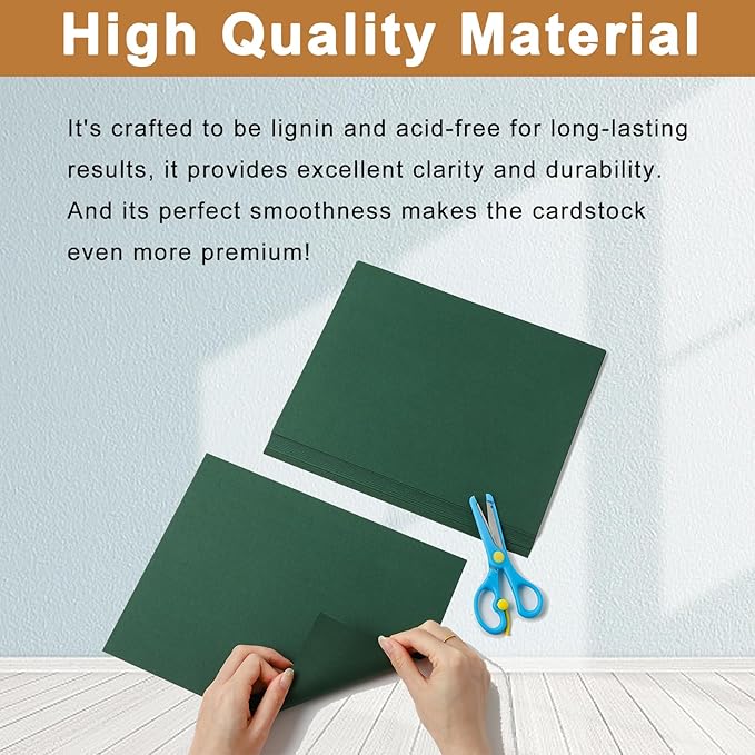 Silunkia 40 Sheets Dark Green Cardstock 8.5 x 11 Crafts Paper, 200gsm/75lb Premium Christmas Green Card Stock for Cards Making, Greeting Cards, School, Menus, Birthday Decorations, Office