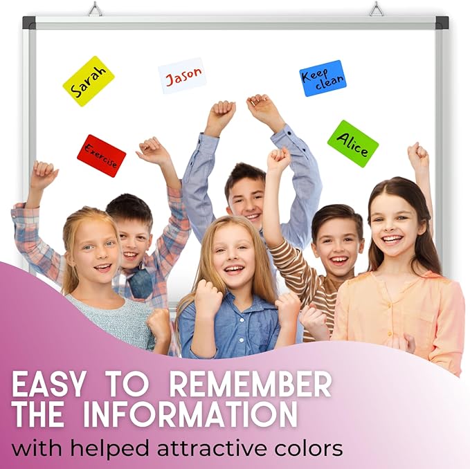 Availey 40 Pieces (3 x 2) - Full Colored Magnetic Dry Erase Labels - Reusable Strips for Classroom Home Office Garage Refrigerator Blank Writable Erasable Cards Name Tags Students Locker Shelf