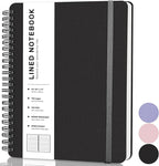 Lined Spiral Journal Notebook, A4 Spiral Notebook, 8.5''×11'' 100GSM Thick Paper Spiral Bound Journaling Notebooks for Work, School, Women, College Ruled Spiral Notebook for Note Business, Black