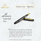 FANSTIK Customized RollerBall pen with name (MADE IN USA), stainless steel, black and gold, luxury engraved pen personalized for men and for women. (RollerBall Black-Gold)