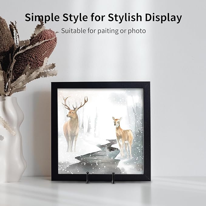 Kruodop 4 Pack 4" Metal Square Frame Easel Stands - Multi-Use Tabletop Display for Plates, Photos, Art, Books, Signs | Durable Mini Easels for Home Decor, Office, Studio & Vinyl Records