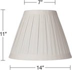 Creme Linen Large Box Pleat Lamp Shade 7" Top x 14" Bottom x 11" High (Spider) Replacement with Harp and Finial - Springcrest