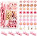 78 Pieces Push Pins Set Cute Thumb Tacks Decorative Flower Push Pins for Wall Cork Board Bulletin Boards with Storage Box（Pink Style）