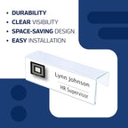 20-Pack 6" x 4" Acrylic Name Plate Holders – Hook-Style Name Tag Display for Cubicle Walls, Office Doors, or Panels by Plastic Products Mfg.