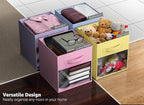 Sorbus 11 Inch Storage Bins with Clear Window - 6 Foldable Baskets for Organizing Clothes, Toys, Books - Sturdy Collapsible Fabric Storage Cubes with Handle - Storage Baskets for Shelves, Closets
