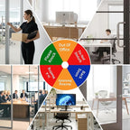 6-Sided Office Door Sign with Magnetic & Adhesive Backing - Rotating Privacy Indicator for Meeting, Do Not Disturb, Remote Work, Please Knock, Out of Office, Back Soon - 6 inch Silver ABS Door Hanger (Black, 6-Mode)