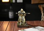 Amoysanli Medieval Armored Warrior Wearing Outerwear, Mobile Phone Stand Knight Pen Holder Desk Organizers, Resin Bookends Paperweight with a Letter Opener for Desk (Bronze)