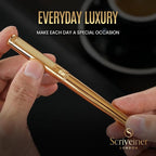 Scriveiner Luxury Fountain Pen - Stunning Gold Luxury Pen, Real Gold Finsih, Schmidt Gilded Nib (Medium), Converter, Best Pen Gift Set for Men & Women, Professional, Executive, Office, Nice Pens