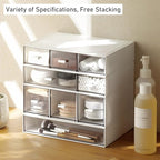 Desk Organizer-Stackable Storage Drawers, Plastic Compact Desk Storage Box Perfect for Collection Small Item/Cosmetic Office Organizer - 3 drawers (White)