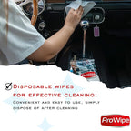 Prowipe Car Cleaning Wipes - Car Interior Cleaner, Dashboard Cleaner, 1x40 Count Residue-Free Wipes for Interior Surfaces, From Dashboard to Leather Seats, Must Have Accessories