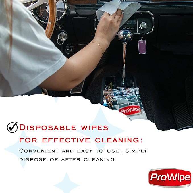 Prowipe Car Cleaning Wipes - Car Interior Cleaner, Dashboard Cleaner, 1x40 Count Residue-Free Wipes for Interior Surfaces, From Dashboard to Leather Seats, Must Have Accessories