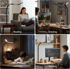 Galnolt LED Desk Lamp for Home Office with Base, 28.2" Adjustable Gooseneck Swing Arm Ultra Bright Desk Light, Dimmable Architect Table lamp for Desktop Computer Light, Reading, Study, Workbench