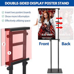 VAIIGO 2Pack Poster Stand for Display, Heavy Duty Floor Standing Sign Holder, Double-Sided Poster Board Stand, Adjustable Height Up to 80 inch, Outdoor Banner Stand for Board & Foam Display, Black
