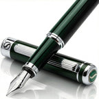 Scriveiner British Racing Green Fountain Pen - Stunning Luxury Pen with Chrome Finish, Schmidt Nib (Fine), Best Pen Gift Set for Men & Women, Professional, Executive, Office, Nice Pens
