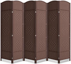 Cocosica 6 Panel Room Divider,6Ft Folding Privacy Screen,Tall - Extra Wide Foldable Panel Partition Wall Divider with Diamond Double-Weaved Hand-Woven Design Room Screen Divider