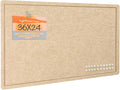 Lightomorrow Bulletin Board, 36 x 24 inches Felt Board - Decorative Pin Board, Cork Board Alternative for Wall, 3' x 2' Foldable Self-Adhesive Vision Board Prayer Board with 20 Pushpins - Beige Brown