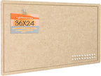 Lightomorrow Bulletin Board, 36 x 24 inches Felt Board - Decorative Pin Board, Cork Board Alternative for Wall, 3' x 2' Foldable Self-Adhesive Vision Board Prayer Board with 20 Pushpins - Beige Brown