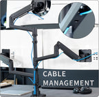 VIVO Pneumatic Arm Triple Ultrawide Monitor Extra Tall Desk Mount for Up to 49 inch Screens, Heavy Duty Clamp, Holds 3 Ultra Wides Up to 44 lbs, Black, STAND-V300D