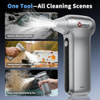 Electric Air Duster 200000RPM Brushless Motor, Cordless Compressed Air Blower with 4 Nozzles & 2 Brushes, 85m/s Powerful Rechargeable Cleaner for PC, Car, Keyboard & Electronics (Silver)