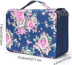 Vomgomfom Colored Pencil Case - 252 Slot Pencil Holder with Zipper Closure, Twill Fabric Large Capacity Pencil Case for Watercolor Pens or Markers, Artist Organizer (Blue Rose)