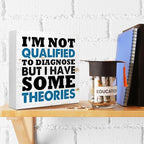 WUZYOU I'm Not Qualified To Diagnose Wood Block Sign Desk Decor, Inspirational Office Wood Box Sign, Motivational Desk Accessories for Women Office Shelf 5x5x1 INCH