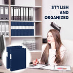 Henoyso 16 Pcs 3 Ring Binder 0.5 Inch Round Fits Letter Size 8.5'' x 11'' Paper Plastic Flexible Binder Bulk Holds 140 Sheets with 1 Pockets Versatile Organizer for Home Office School (Navy Blue)
