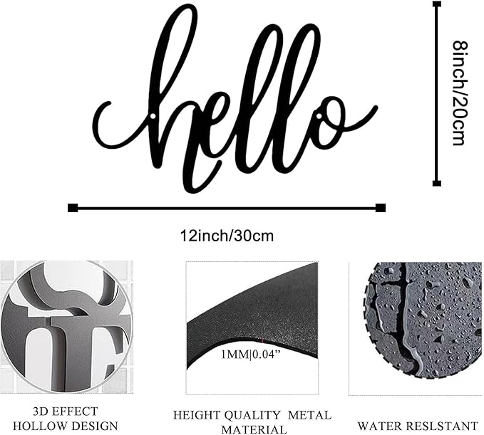 8x12 inch HELLO Sign metal home decoration wall decoration, corridor entrance, door home decoration