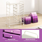 LDAILY 15 Drawer Rolling Storage Cart, Rolling Cart with Drawers for Classroom, Art Supply Craft Organizer on Wheel with Metal Frame & Handles for Home Office School