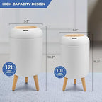Pukomc 2 Pack Automatic Trash Can 12L /3 Gallon and 10L /2.64 Gallon Bathroom Trash Bin with Lid Touchless Small Smart Motion Sensor Garbage Cans for Kitchen, Bathroom,Living Room and Bedroom