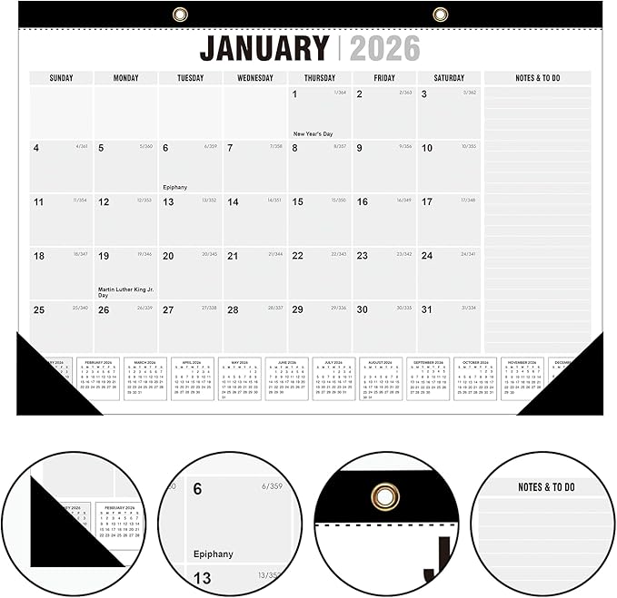 Desk Calendar 2026-2027 - 22" x 17", With 2 sticker, 18 Month Calendar Running to June 2027, Desktop/Wall Monthly Calendar Thick Paper, Corner Protectors for Homeschool or Office