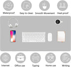 PU Leather Desk Pad Protector Gaming Mouse Pad Non Slip Desk Mat for Keyboard and Mouse Waterproof Desk Writing Pad for Office and Home Desk Accessories(Gray, 35.4 * 17.7)