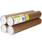 4" x 24" Reinforced Kraft Paper Mailing Tubes, Pack of 4 Tubes with 2 Caps Each – USPS Approved Poster Tube – Made in USA Cardboard Tube for Shipping and Storing Posters, Prints, Artwork, or Documents