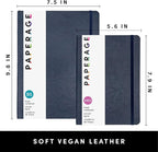 PAPERAGE Softcover Lined Journal Notebook (Navy), 160 Pages, Medium College Ruled Notebook, 5.6 inches x 7.9 inches - 100 GSM Thick Premium Paper, Soft Vegan Leather Journal for Home, Work & School