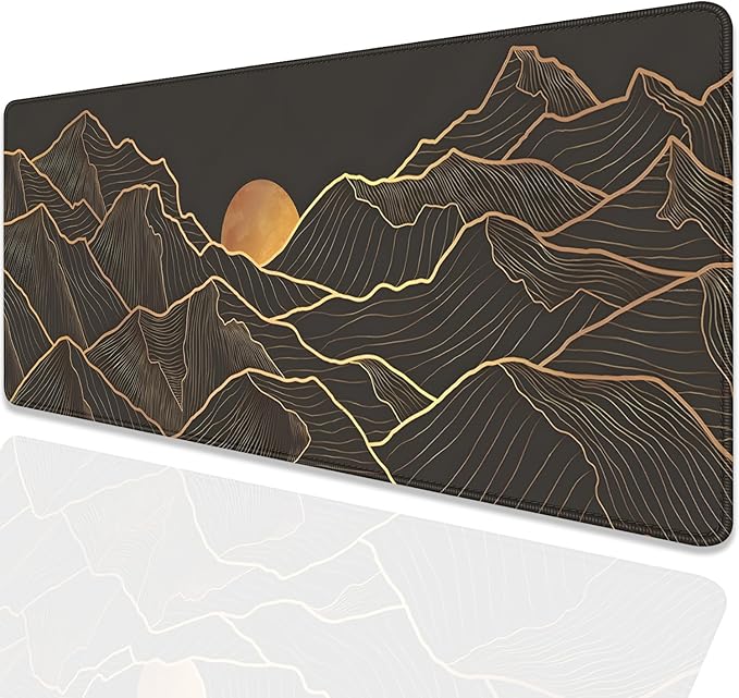 Gold Mountains Mouse Pad Desk Pad,Extended Gaming Mouse Mat with Stitched Edges Non-Slip Waterproof Rubber Base Mous Mat for Office,Computer,Keyboard,Laptop and Home Desk Pad(27.5X11.8 in)