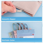 Pendancy Mesh Zipper Pouch A3 Size, Large Double Pocket Waterproof File Bag with Handle, 13x17 in Foldable Document Storage for Puzzle Project/Cross Stitch/Travel/Office（Advanced Pink）