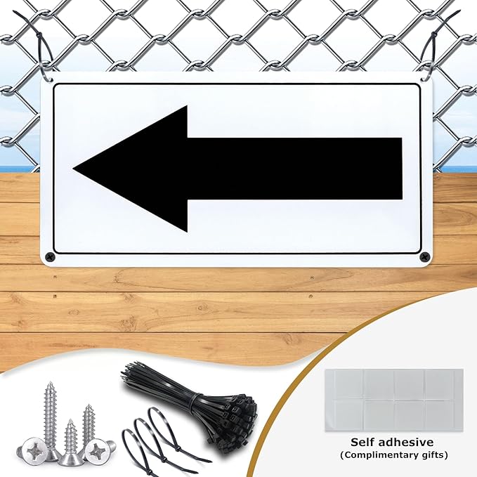 Black Arrow Sign Aluminum 10 x 5 Inch Heavy Duty Metal Waterproof Reflective Directional Sign for Outdoor 2 Pack