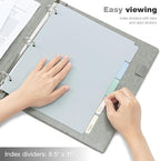 Ospelelf Vintage Hardcover 3 Ring 1 inch Leather Binder, Professional Binders Organizer Suitable for Letter Size Documents, Binder Dividers with Tabs, Faux Gray Leather