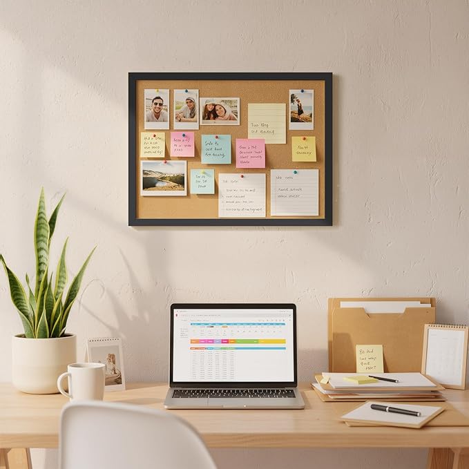 JEFURE 2 Pcs Cork Board, 17.7''x13.3'' Bulletin Board, Black Framed Corkboards for Wall, Small Cork Board, Vision Board Supplies, Prayer Board, Picture Board for Photos, Office, Home Decor, School
