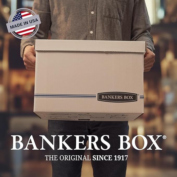 Bankers Box 12-Pack Basic Duty File Storage Boxes with Lids, Letter/Legal, STOR/FILE, (00703)