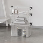 Superio Clear Storage Bins with Lids, Stackable Storage Box with Latches and Handles, Extra Small, 2 Pack 3 Quart