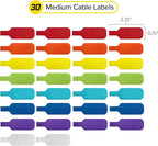 Wrap-It Storage - Cable Labels, Medium, Multi-Color (30-Pack) Write On Cord Tags for Wire Management and Identification