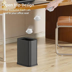 KHMMGK 2.6 Gal Black Bathroom Trash Can,Metal Waste Baskets with Removable Inner Bucket,Small Office Garbage Can