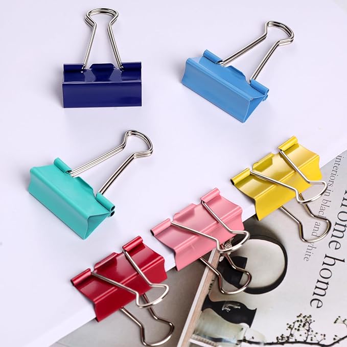 Ufmarine Large Binder Clips 1.6 Inch (36 pcs), Colored Big Paper Clips for Office