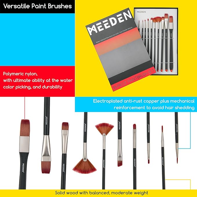 MEEDEN Acrylic Painting Set with Easel: 44 Pcs Art Supplies Painting Kit with Tabletop Box Easel for Adults - 24 Acrylic Paints, Paintbrushes, Canvas, Palettes & Accessories