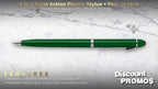 DISCOUNT PROMOS Twist Action Plastic Stylus Pens, Set of 10, Bulk Pack - Pens for Work, Cool Pens for Writing, Black Ink - Green
